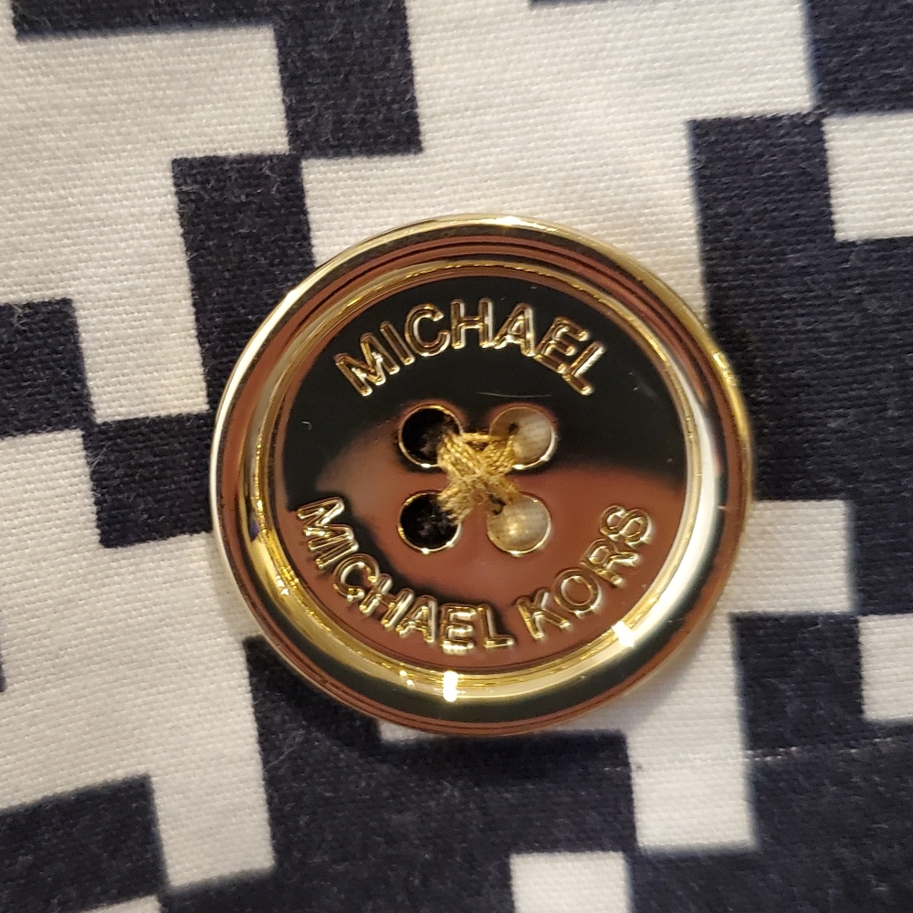 MICHAEL KORS-Black &White houndstooth double breasted midi trench Gold Buttons - Picture 7 of 9